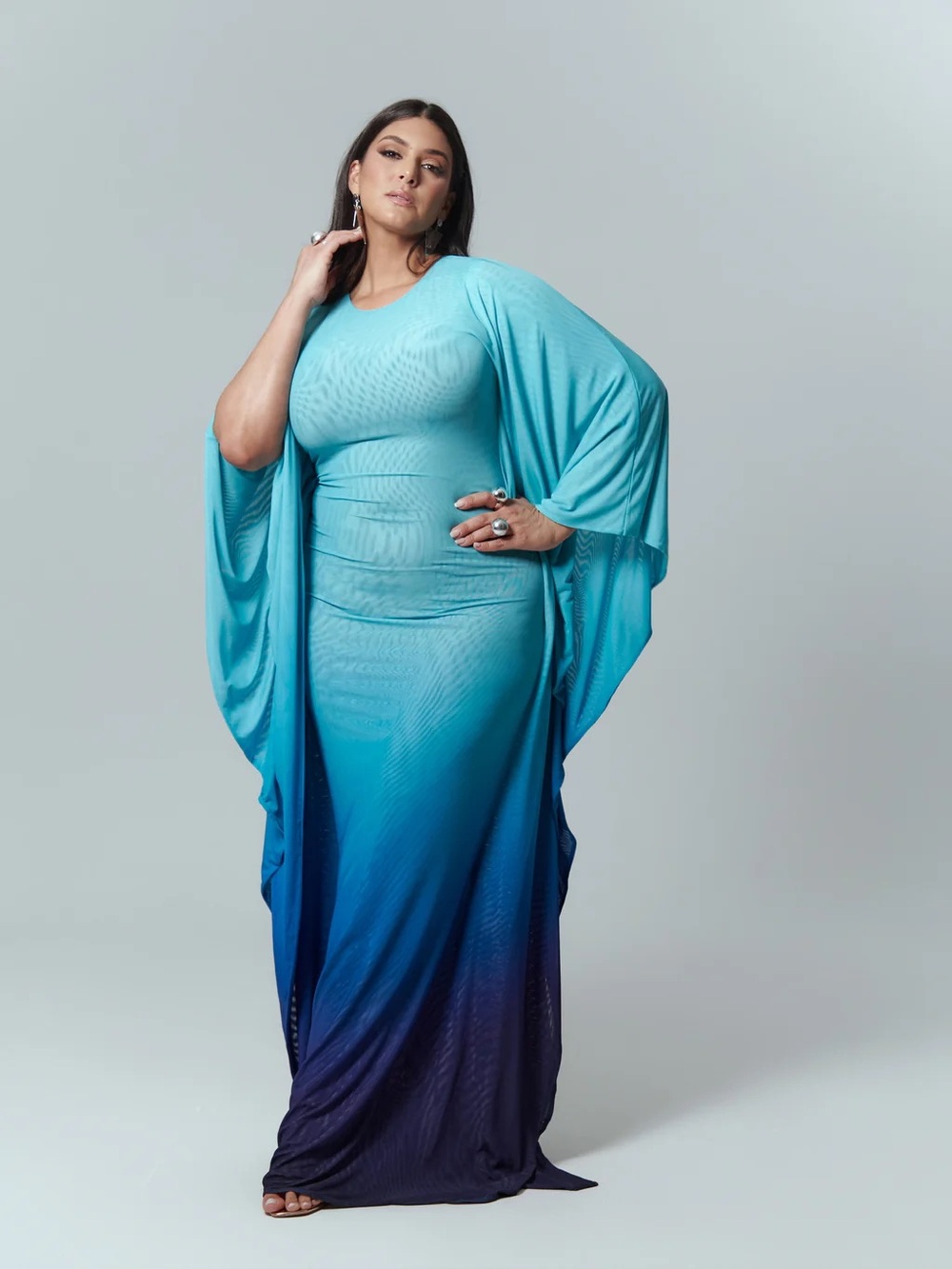 OFUURE Ombre Blue Iris Kaftan Maxi Dress